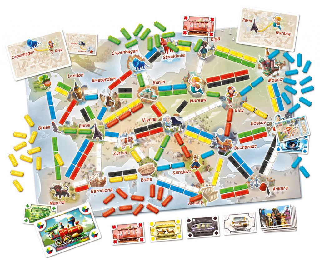 Phát hành năm 2005, Ticket to Ride: Europe dựa vào bản đồ châu Âu đầu thế kỷ 20. Trò chơi cho phép hai dạng kết nối: "Ferry" yêu cầu phải dùng thẻ "Locomotive" khi đánh dấu, và "Tunnel", điều này đã tăng tính rủi ro và ngẫu nhiên cho trò chơi.