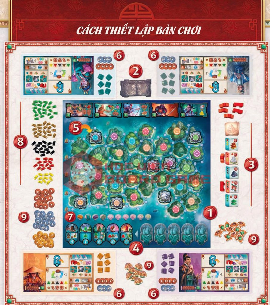 Cách thiết lập boardgame Yamatai