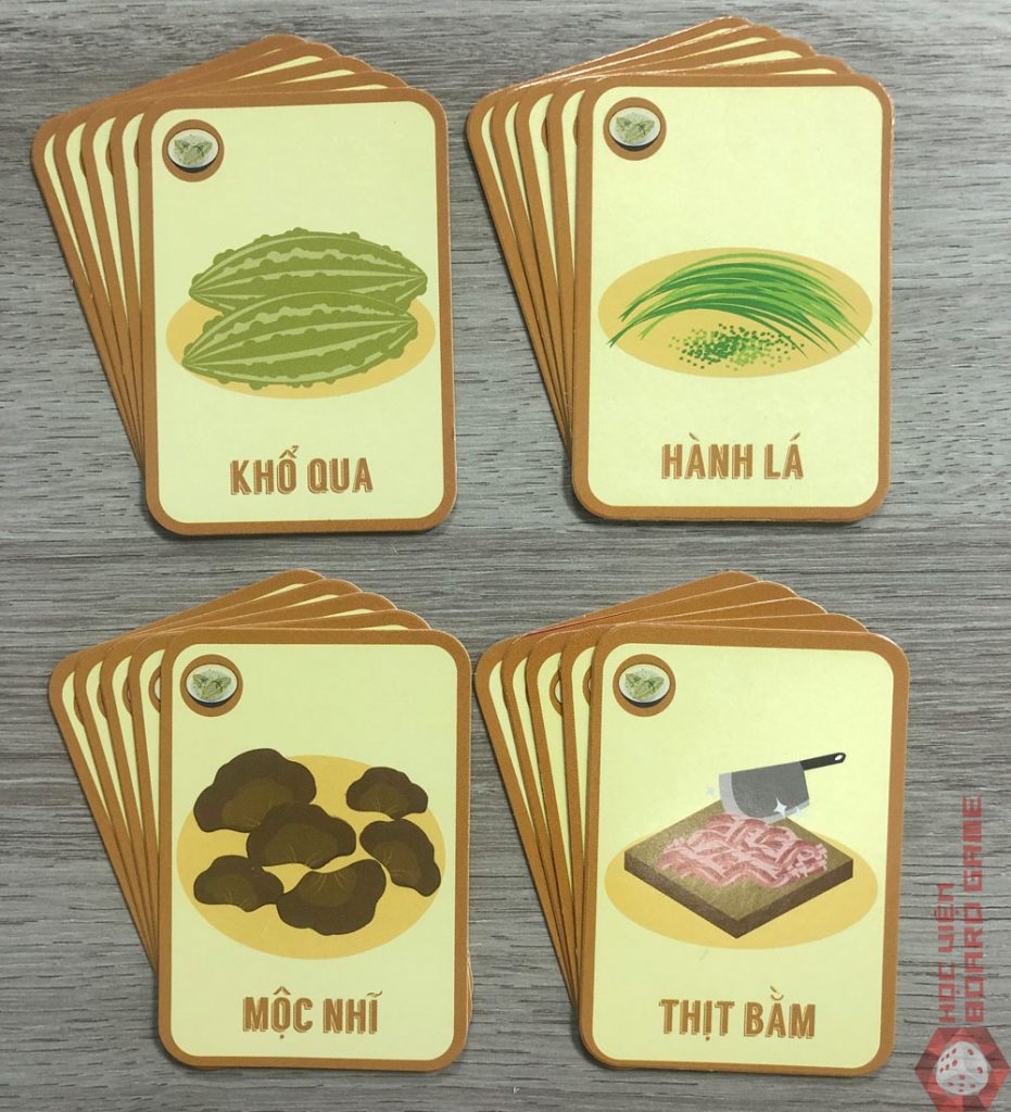 20 thẻ bộ Canh Khổ Qua với 4 loại nguyên liệu: Khổ qua, Hành lá, Mộc nhĩ, Thịt bằm