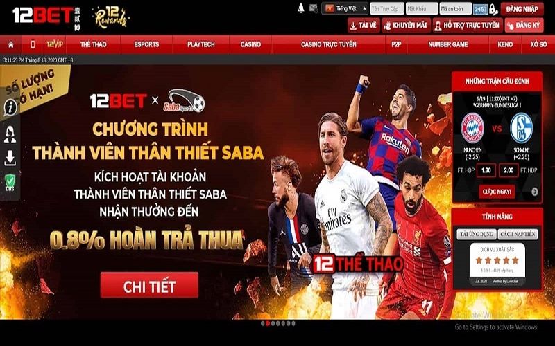 Trang cá cược trực tuyến chuyên nghiệp 12BET