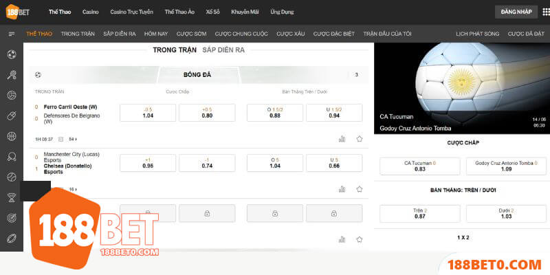 Hướng dẫn chơi cá cược thể thao 188BET đơn giản nhất 