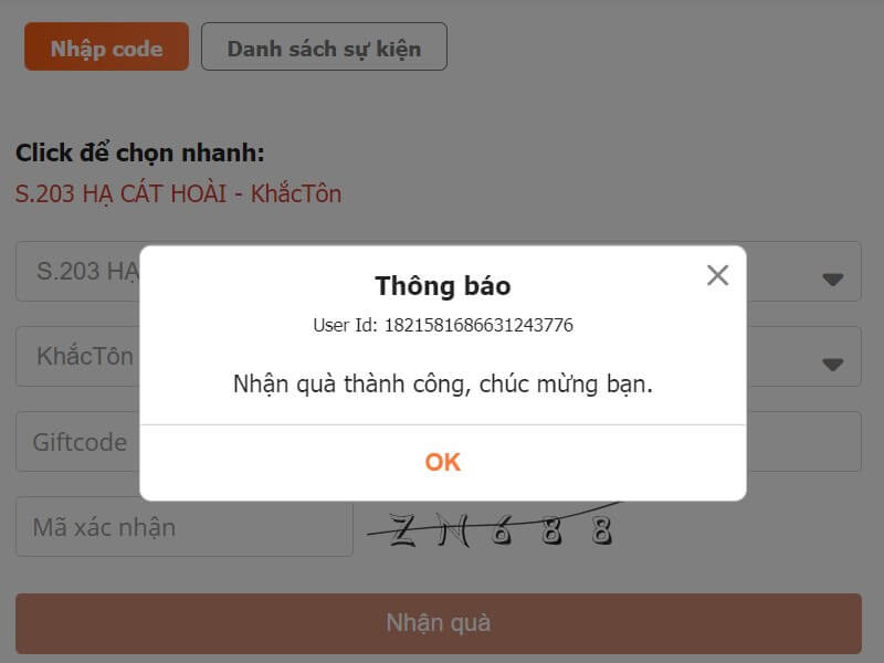 Giftcode Thiếu Niên Danh Tướng 3Q