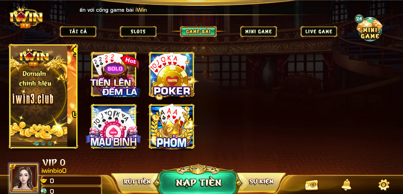 Các game bài tại Iwin