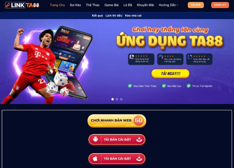 Giao diện website đại lý chính thức của nhà cái TA88 2023