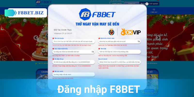 Các bước đăng ký tạo tài khoản tại F8BET