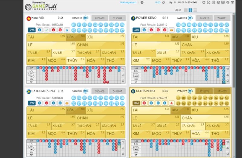 Giao diện sảnh chơi xổ số GPI của nhà cái SV368
