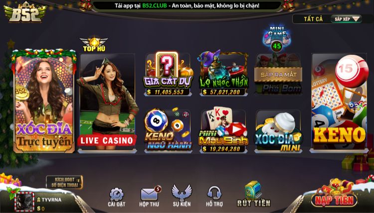 Giao diện game B52 club - game b52 đổi thưởng 