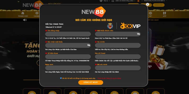 Chi tiết các thao tác tạo tài khoản cá cược New88